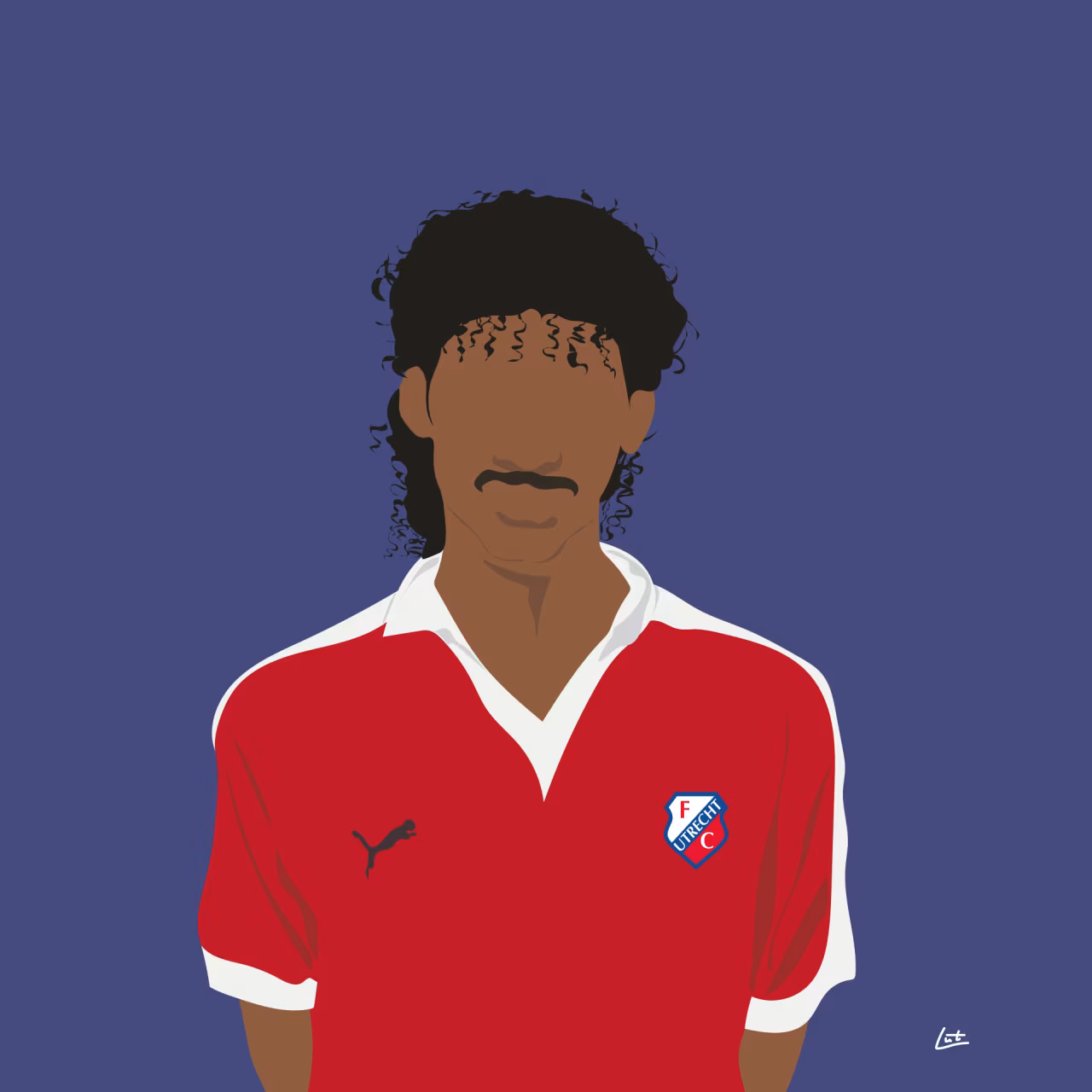 Digitale tekening van voetbalshirt fc met puma logo voor artikel ingehaald door de tijd op tkkr mediaplatform