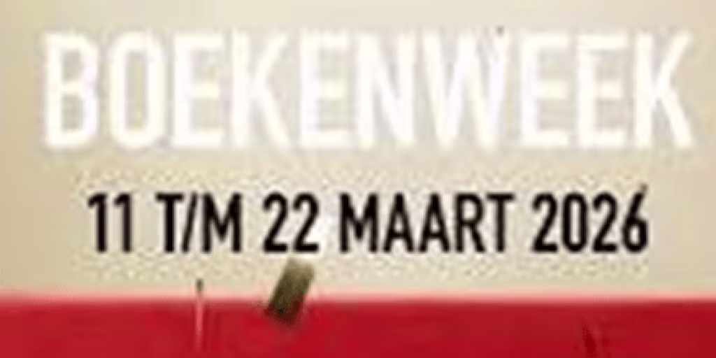 Promotiebanner Boekenweek 2026 met data 11 t/m 22 maart, jaarlijks literatuurfestival in Nederland
