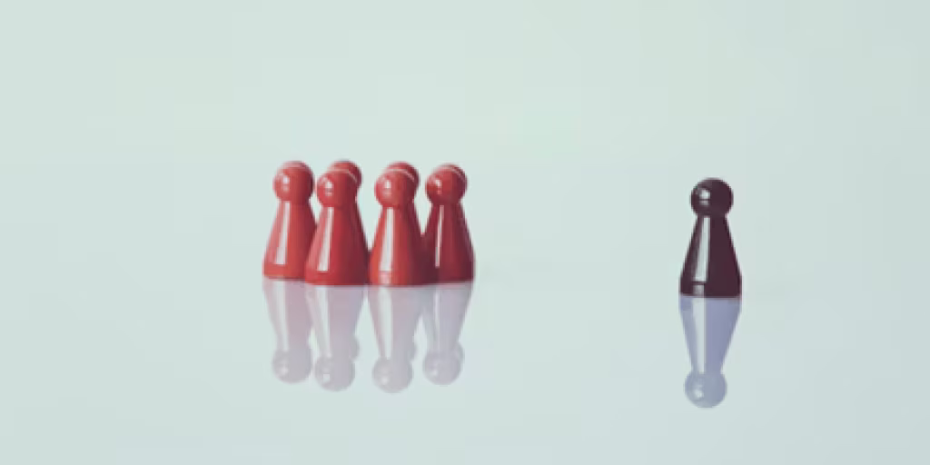 Illustratie bij **Volgers**: vijf rode-witte figuurtjes symboliseren een team, één donker figuurtje staat apart voor **inclusie**, **coaching** of **mentorschap** in Twente.