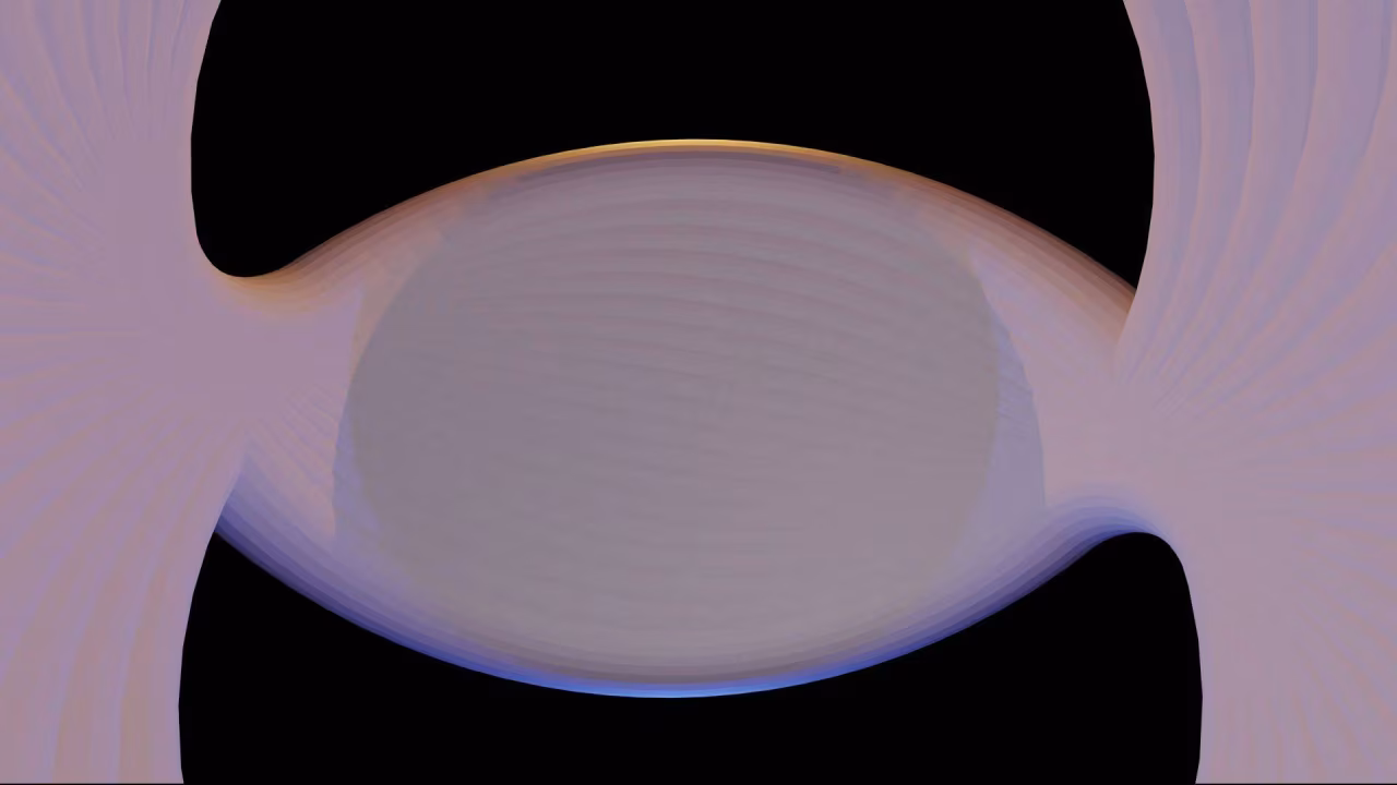 Abstracte digitale tekening met lichtgevende ovale vorm en zachte violet roze blauwe lijnen bij bakerpraat over vroedvrouwen en baring